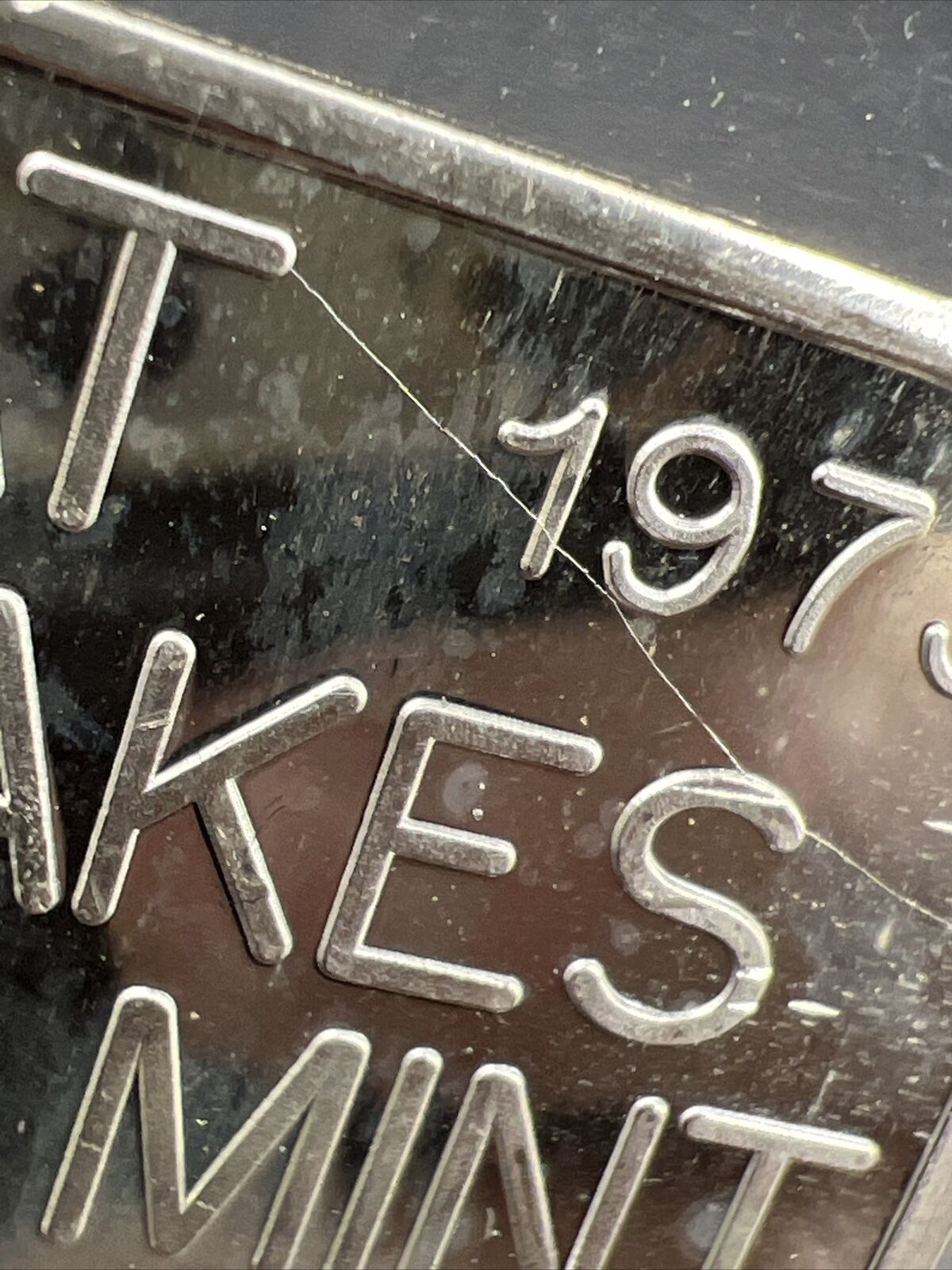 1973 Texas Rangers 150th Ann. 1 Oz Silver .999 Bar w/ Die Crack Error CH UNC