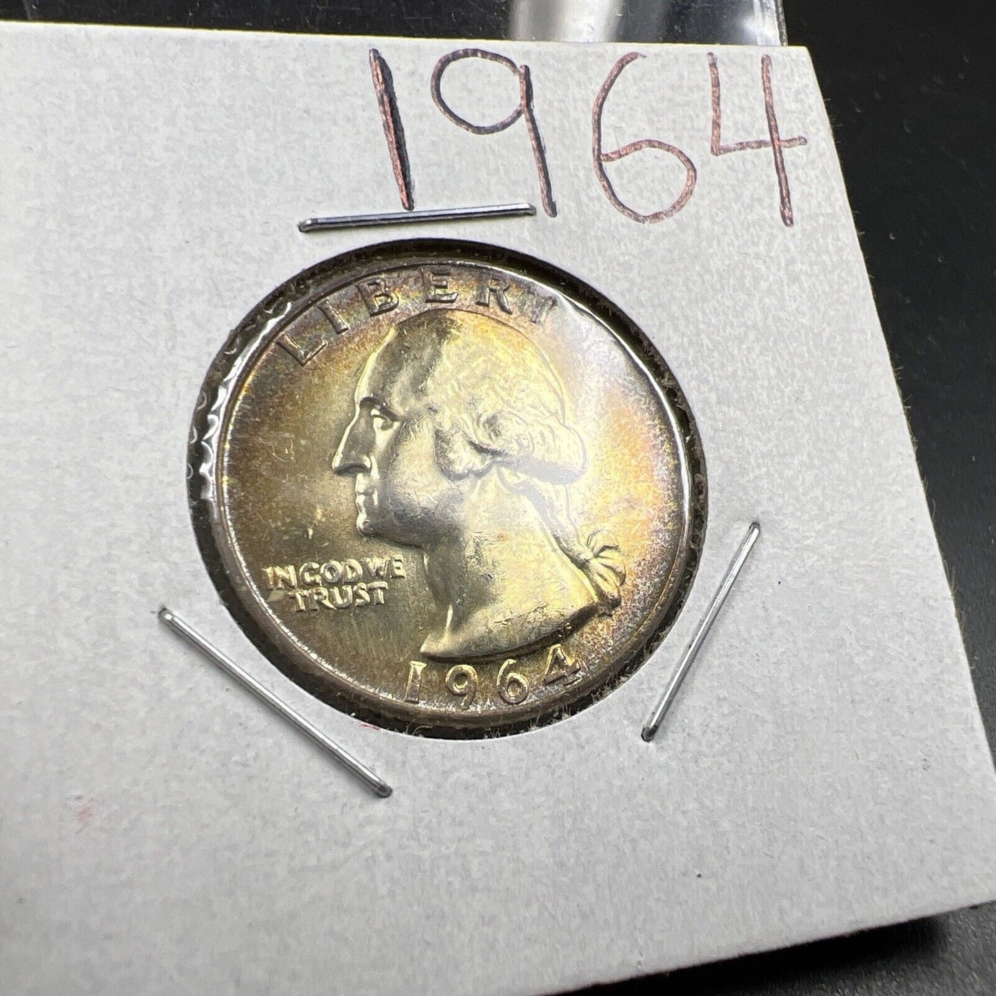 1964 P Washington 25c Silver Quarter Coin Nice Toning CH BU UNC SKU#GREEN3