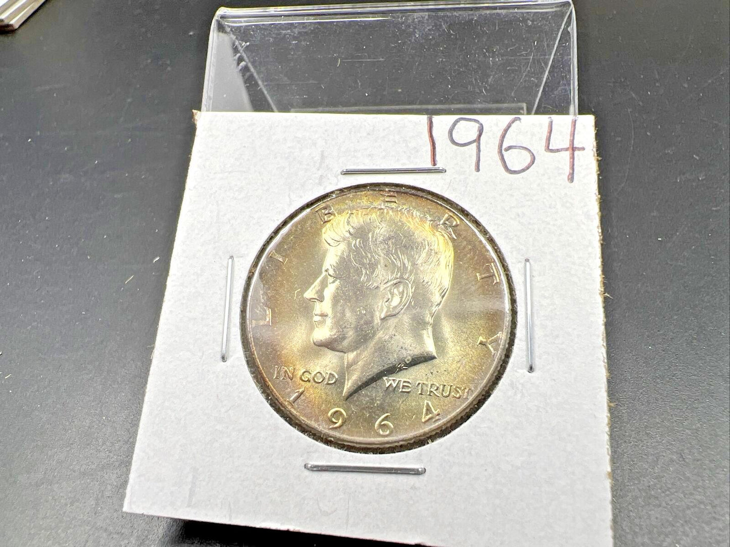 1964 P 50c Kennedy Half Dollar CH BU UNC Nice Rainbow Toning SKU#GNSQ