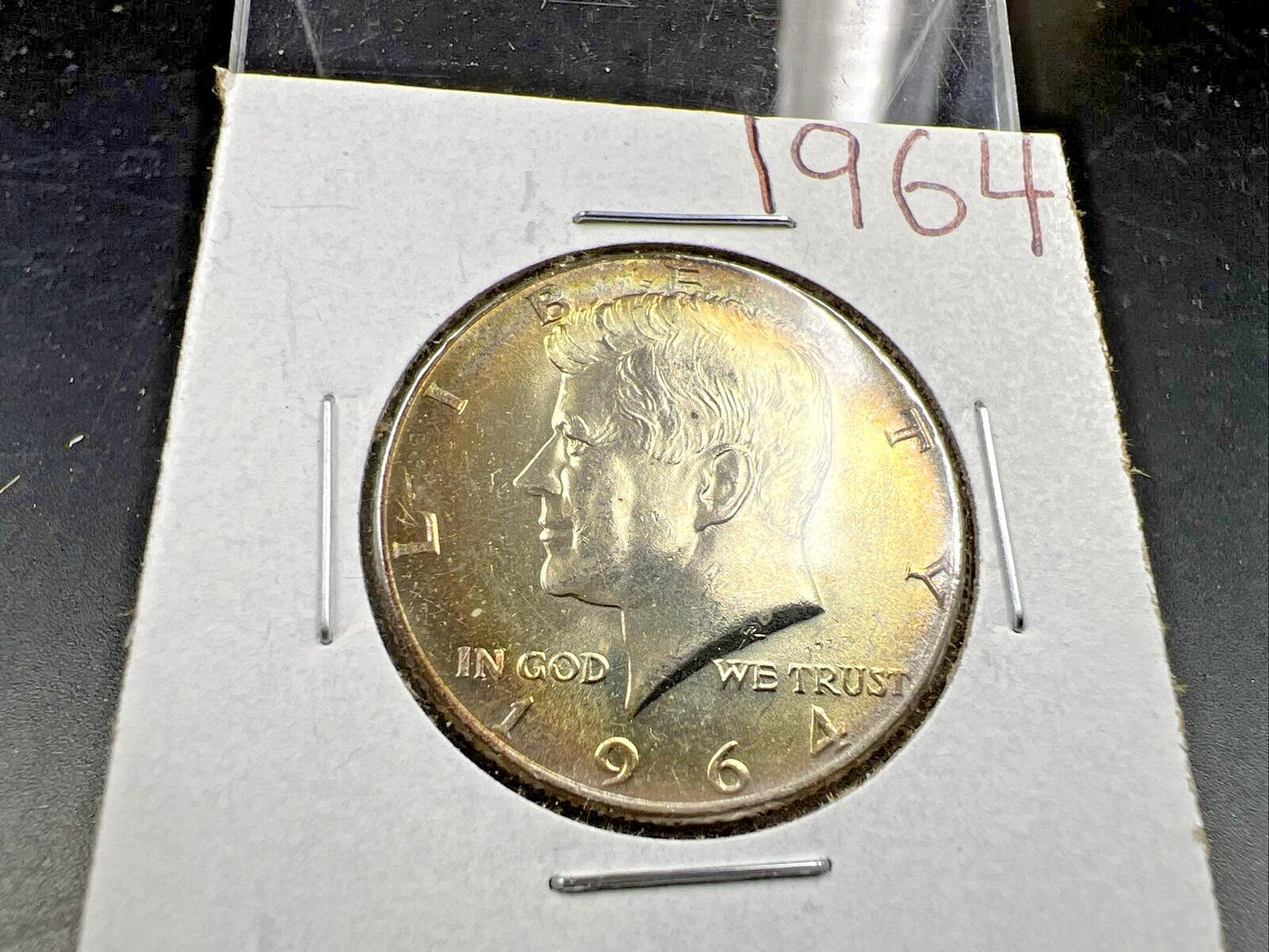 1964 P 50c Kennedy Half Dollar CH BU UNC Nice Rainbow Toning SKU#GNSQ