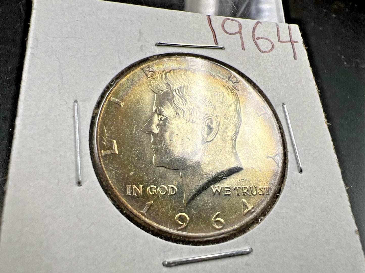 1964 P 50c Kennedy Half Dollar CH BU UNC Nice Rainbow Toning SKU#GNSQ