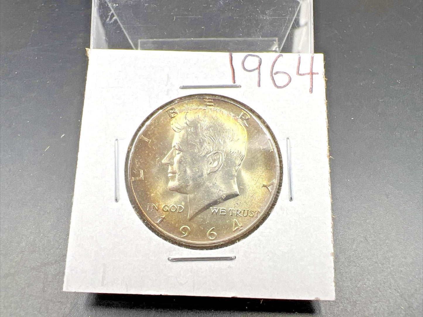 1964 P 50c Kennedy Half Dollar CH BU UNC Nice Rainbow Toning SKU#GNSQ