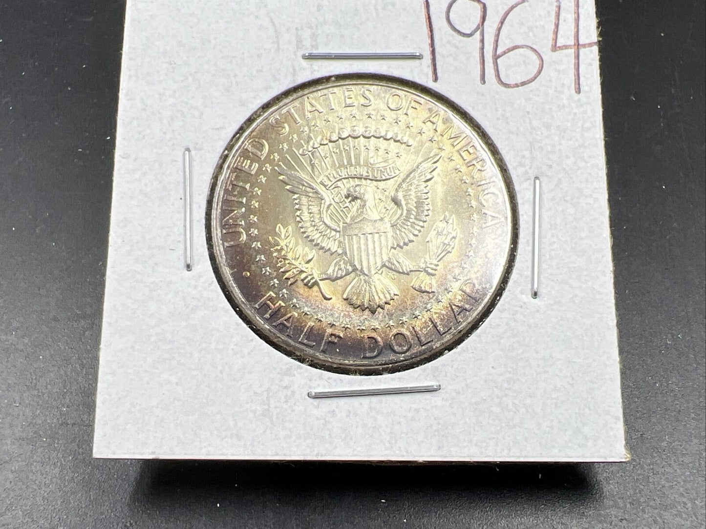 1964 P 50c Kennedy Half Dollar CH BU UNC Rainbow Toning Reverse SKU#BNPRP