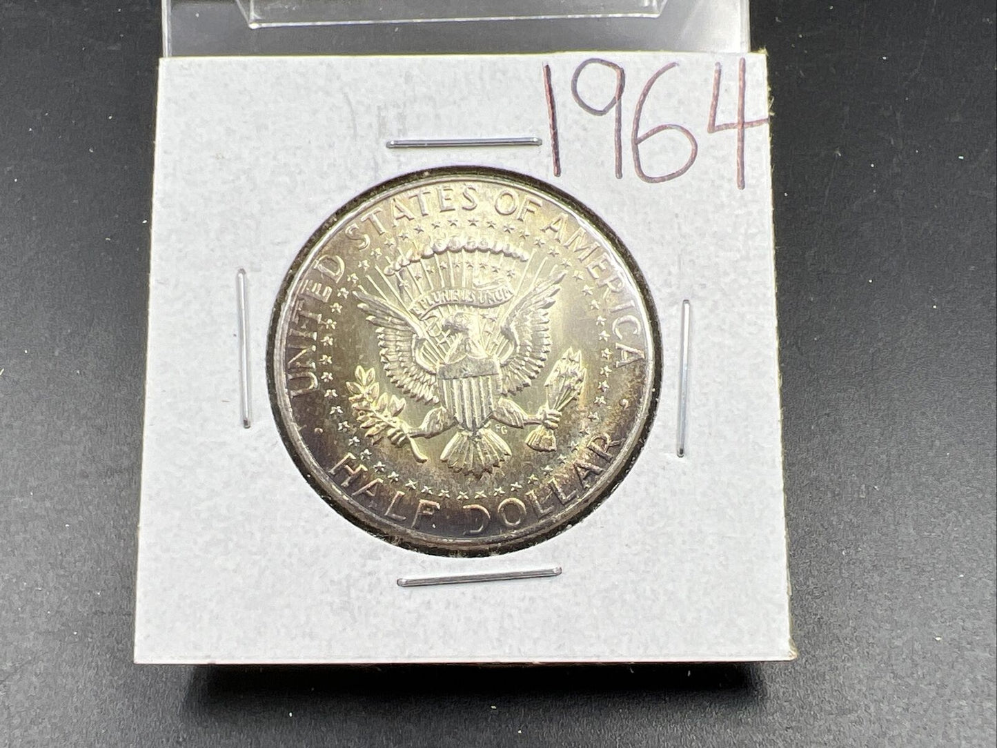 1964 P 50c Kennedy Half Dollar CH BU UNC Rainbow Toning Reverse SKU#BNPRP