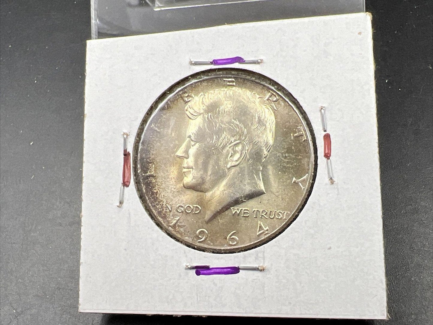 1964 P 50c Kennedy Half Dollar CH BU UNC Rainbow Toning Reverse SKU#BNPRP