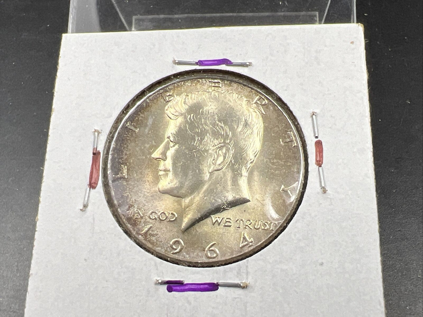 1964 P 50c Kennedy Half Dollar CH BU UNC Rainbow Toning Reverse SKU#BNPRP