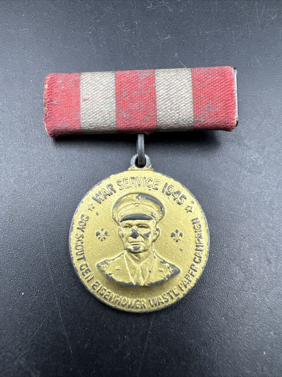 WW II - WW 2 Boy Scout Waste Paper Campaign Medal with Ribbon Bar