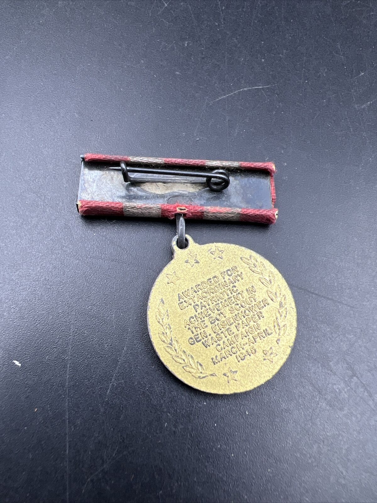 WW II - WW 2 Boy Scout Waste Paper Campaign Medal with Ribbon Bar