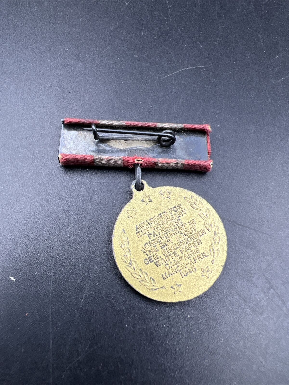 WW II - WW 2 Boy Scout Waste Paper Campaign Medal with Ribbon Bar