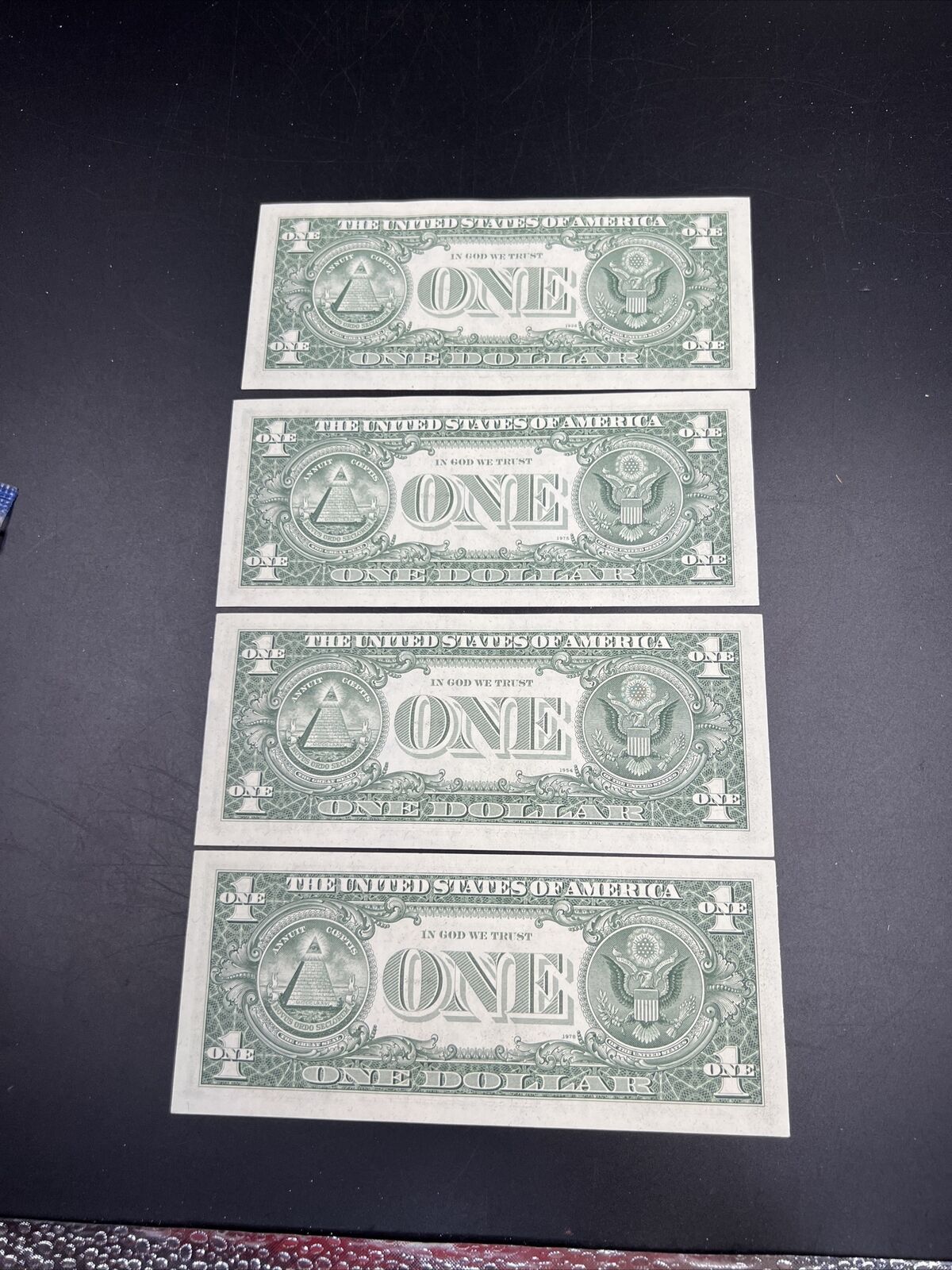 Lot of 4 Consecutive 1974 $1 FRN Federal Reserve Notes CH UNC #043