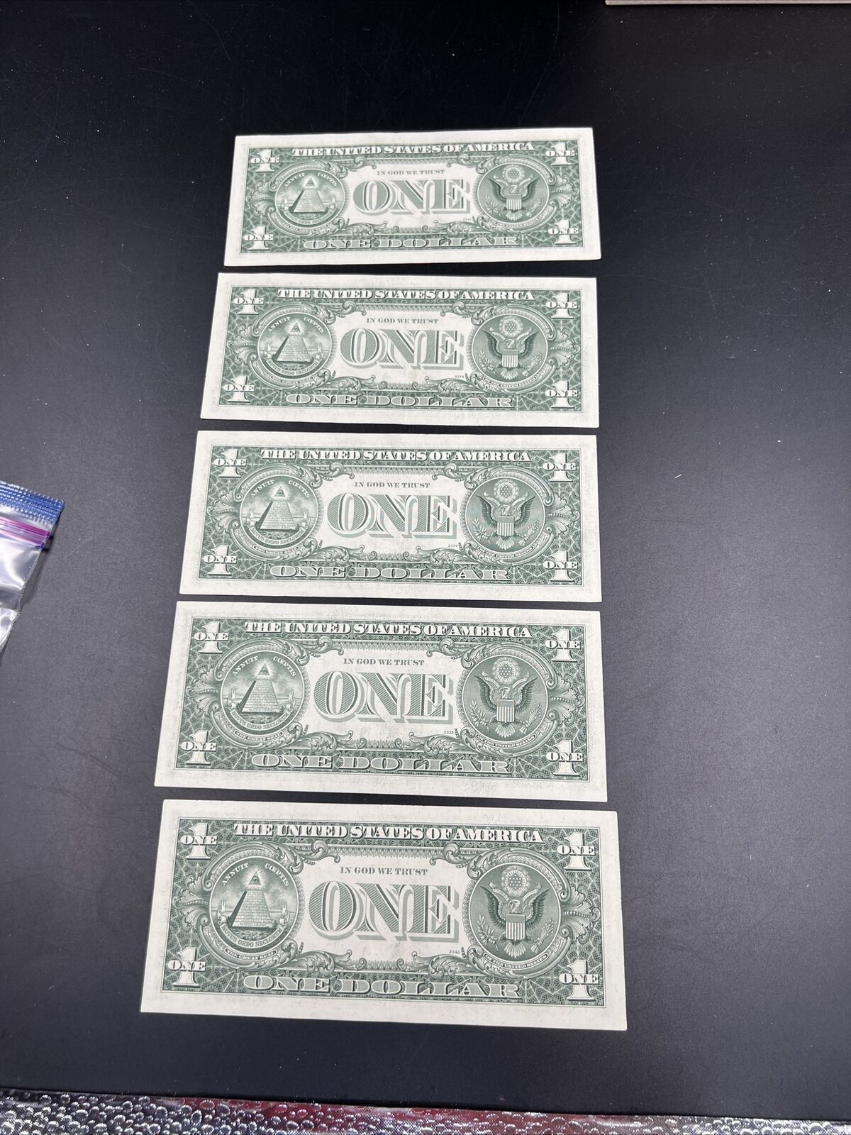 Lot of 5 Consecutive 1977 $1 FRN Federal Reserve Notes CH UNC #414