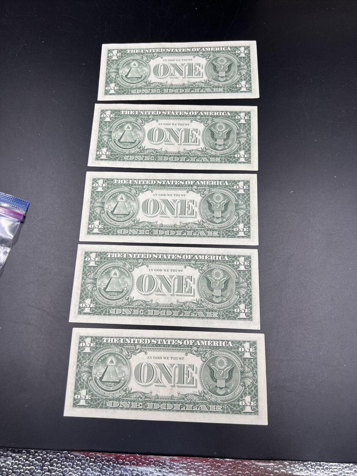 Lot of 5 Consecutive 1977 $1 FRN Federal Reserve Notes CH UNC #414