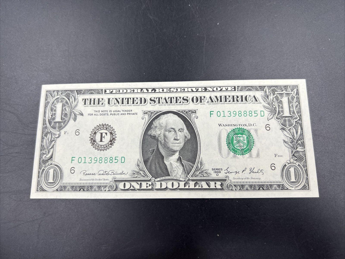 1969 D $1 One Dollar FRN Federal Reserve Note Choice Unc Bill #8885D Repeater