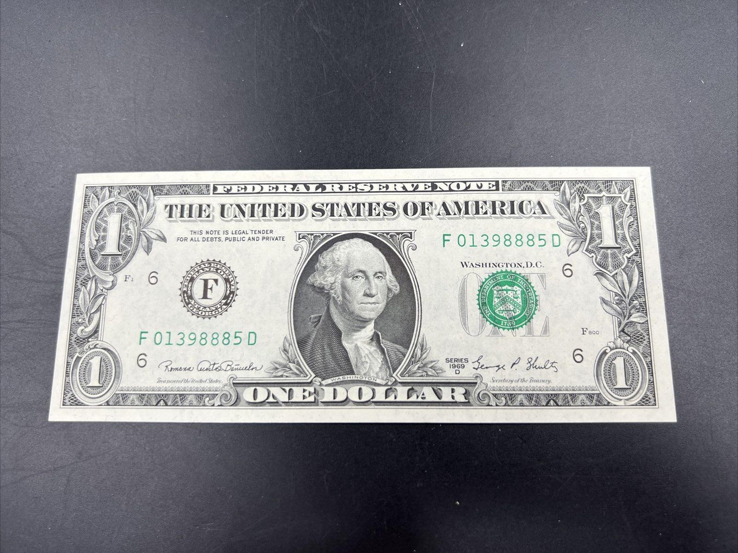 1969 D $1 One Dollar FRN Federal Reserve Note Choice Unc Bill #8885D Repeater