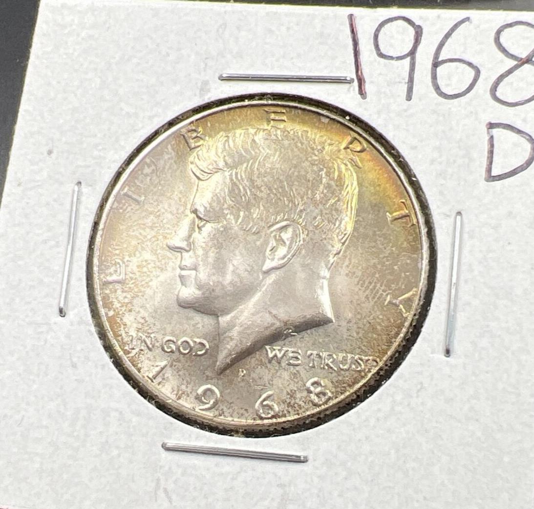 1968 D 50c Kennedy Silver Half Dollar CH BU Nice Original Amber Toning Toner #GR