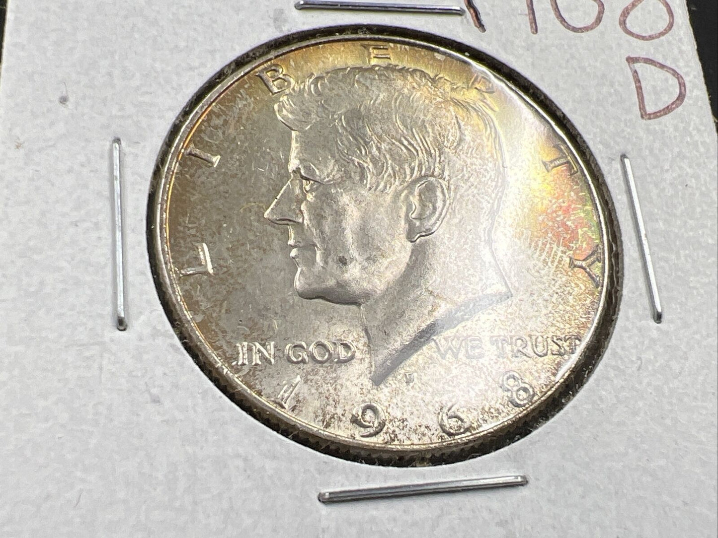 1968 D 50c Kennedy Silver Half Dollar CH BU Nice Original Amber Toning Toner #GR