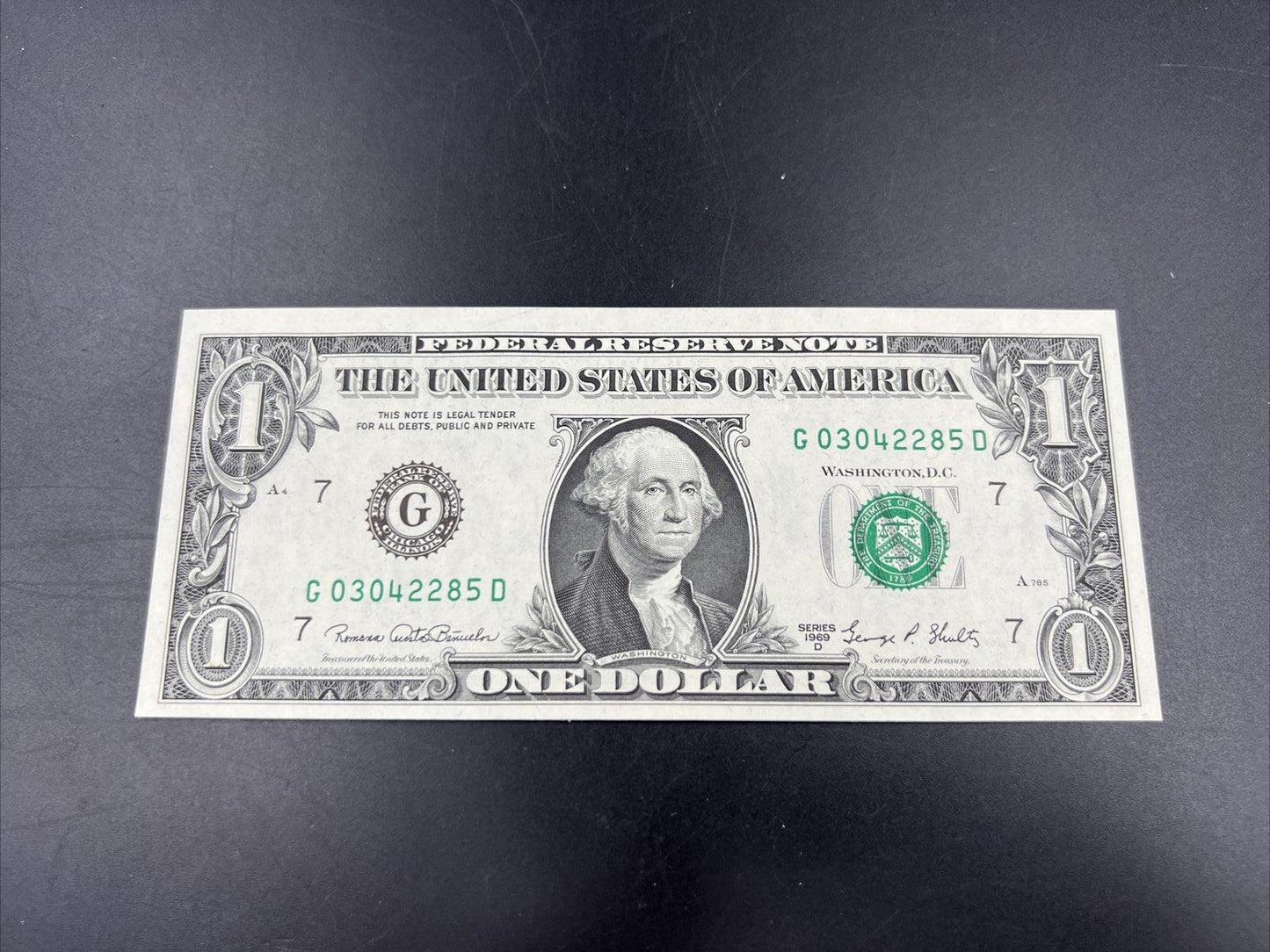 1969 D $1 One Dollar FRN Federal Reserve Note Choice Unc Bill #285