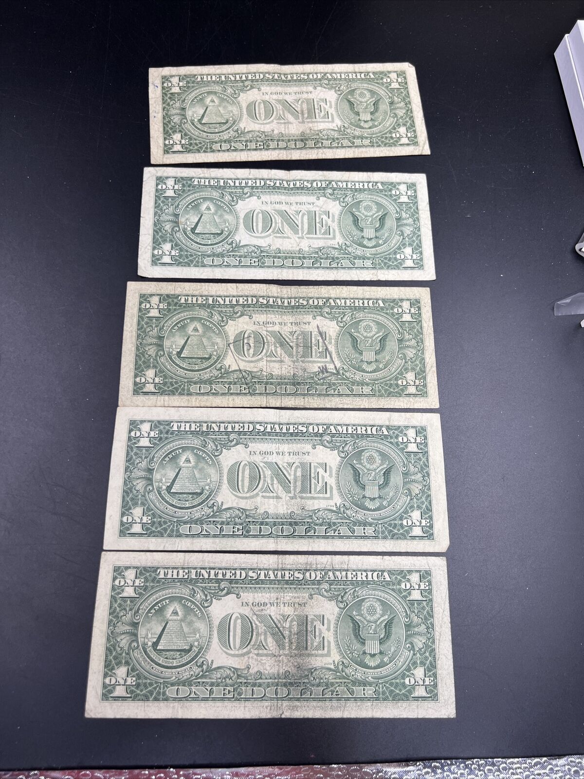 Lot of 5 FRN Federal Reserve Notes Years 1974 1969 1983 Circulated $1 Bills