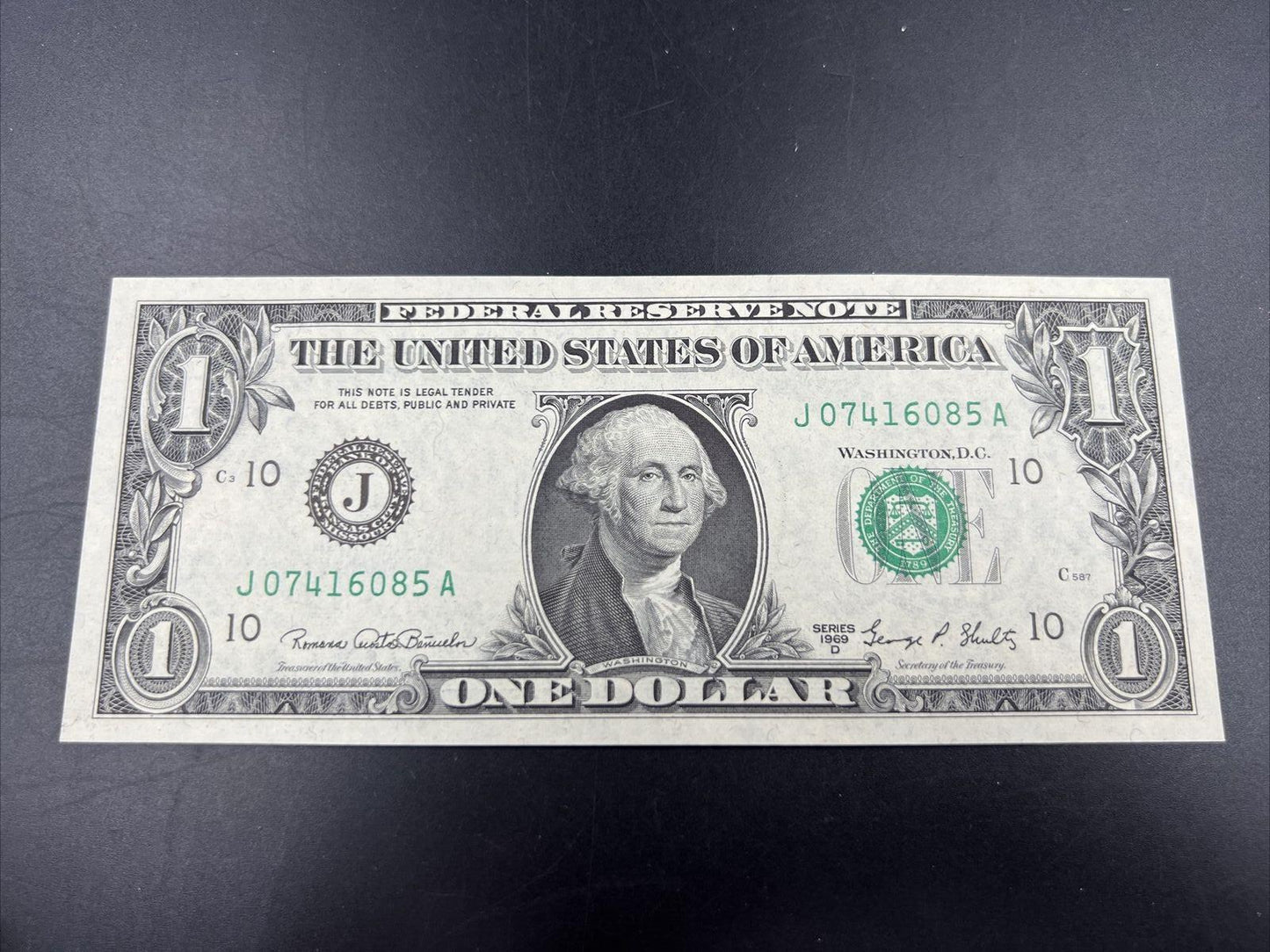 1969 D $1 One Dollar FRN Federal Reserve Note Choice Unc Bill #085