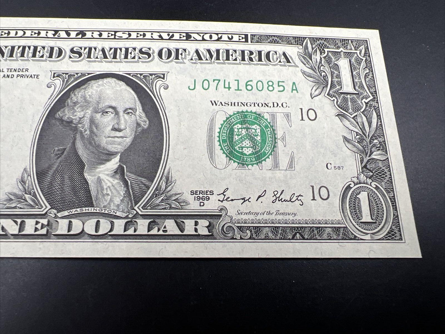 1969 D $1 One Dollar FRN Federal Reserve Note Choice Unc Bill #085