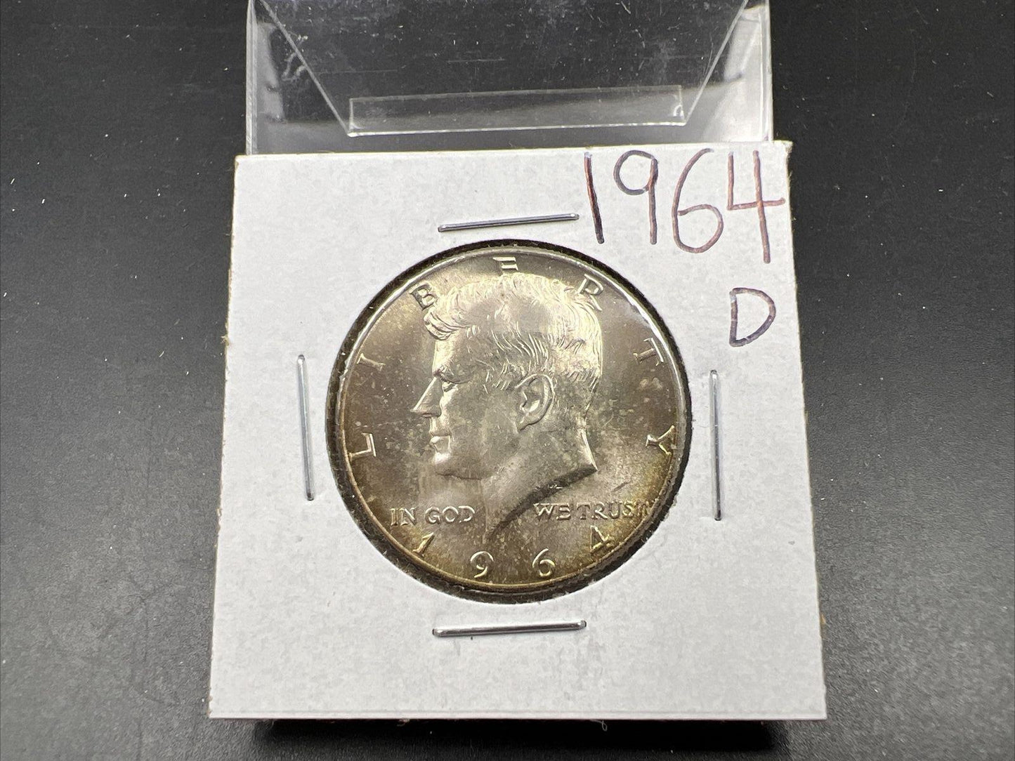 1964 D 50c Kennedy Silver Half Dollar CH BU UNC NEAT Toning Denver Mint #OGBN