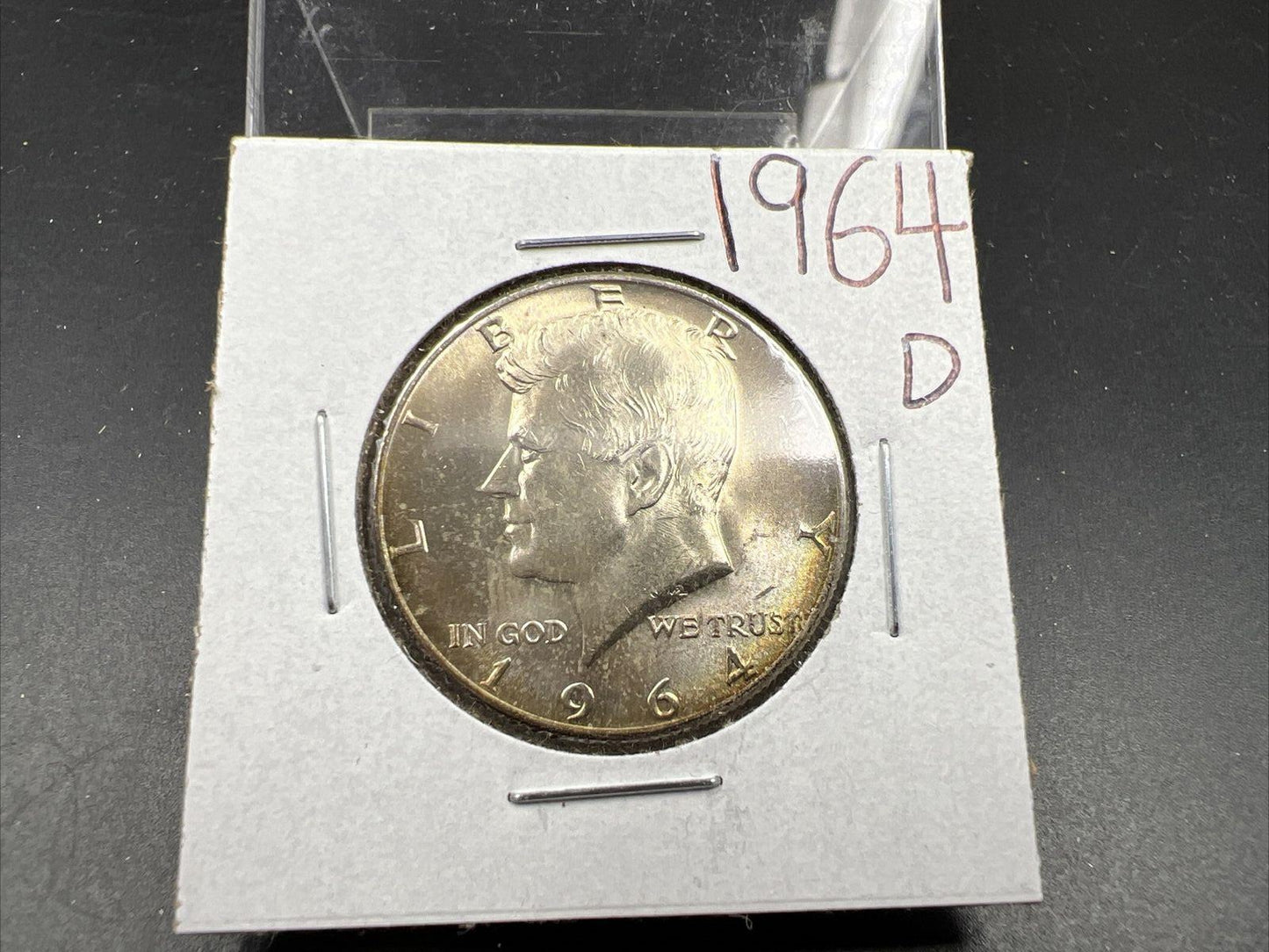 1964 D 50c Kennedy Silver Half Dollar CH BU UNC NEAT Toning Denver Mint #OGBN