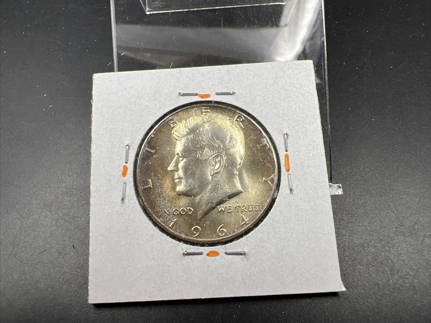 1964 P 50c Kennedy Half Dollar CH BU UNC PQ Nice Rainbow Toning SKU#ORNG