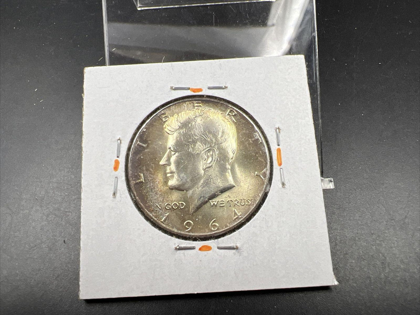 1964 P 50c Kennedy Half Dollar CH BU UNC PQ Nice Rainbow Toning SKU#ORNG