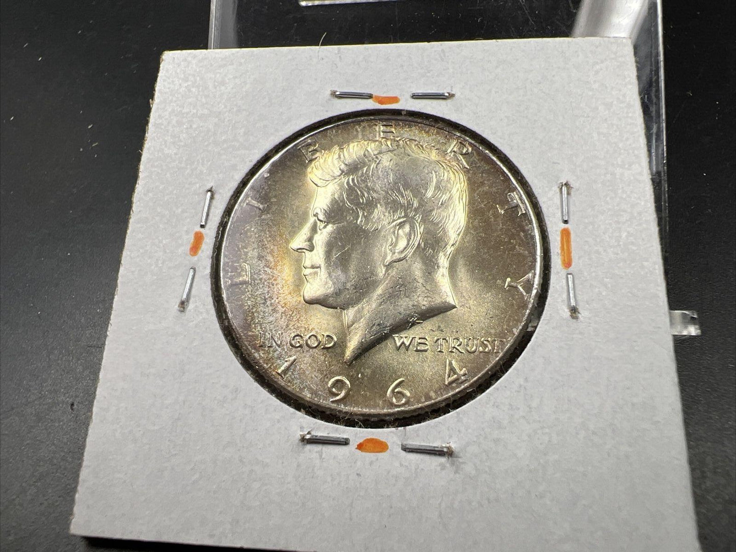 1964 P 50c Kennedy Half Dollar CH BU UNC PQ Nice Rainbow Toning SKU#ORNG