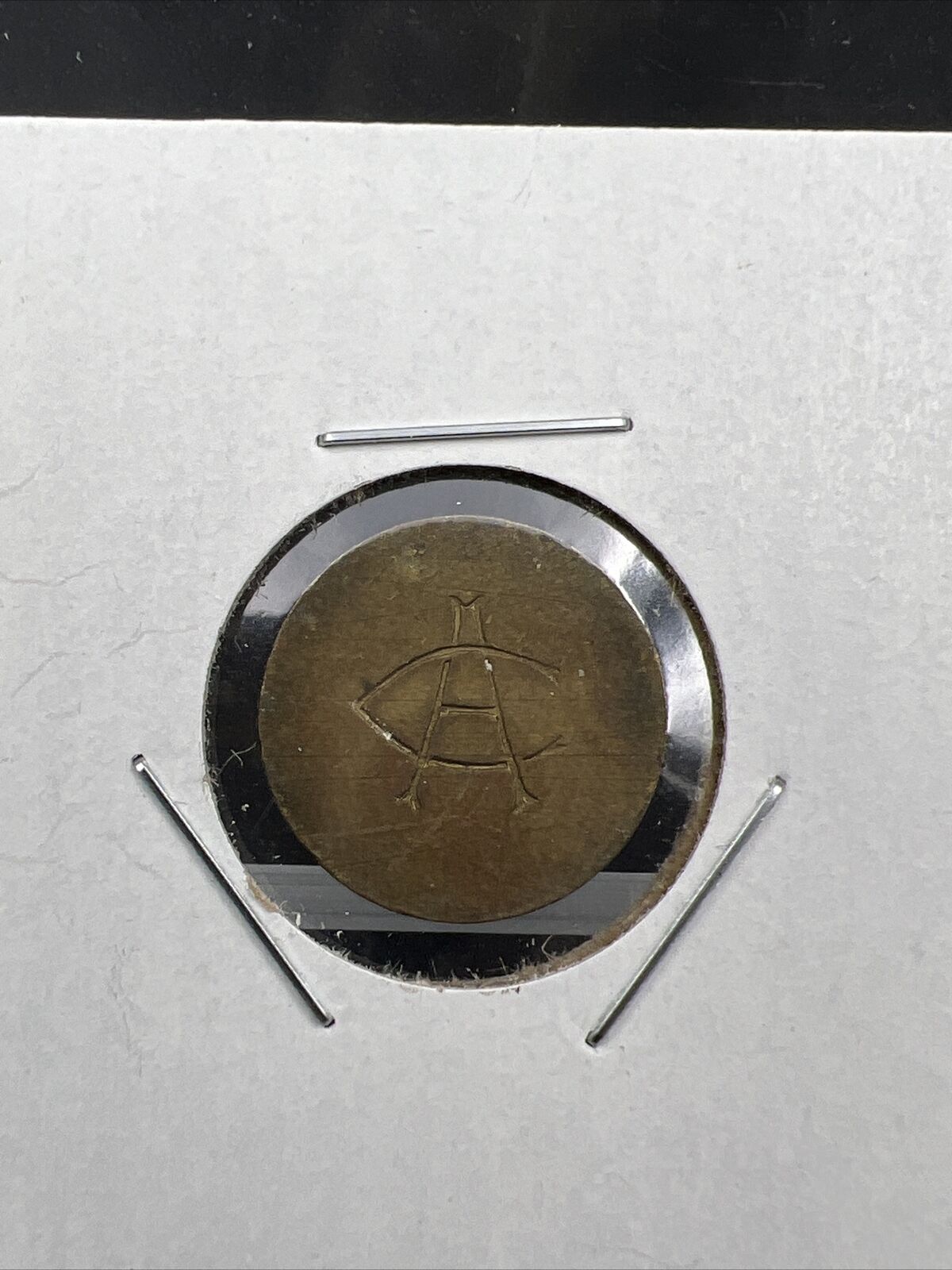 C A Monogram Love Token on 1848-1851 France Centime size bronze blank planchet