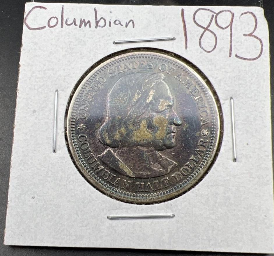 1893 Columbian Classic Commemorative Silver 50c Half Dollar Coin VF Toned Toner