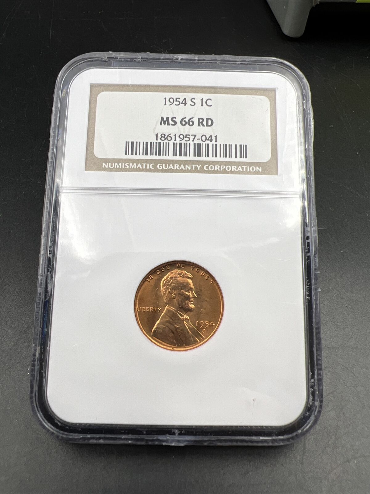 1954 S Lincoln Wheat Cent Penny Coin NGC MS66 RD RED #041