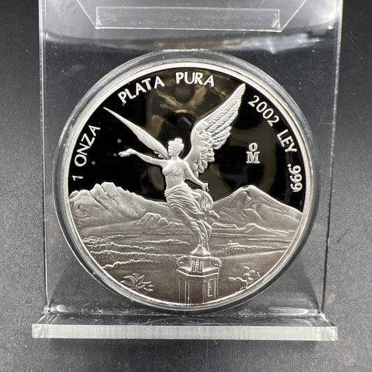 2002 Gem Proof Mo 1 oz Onza Mexico Libertad UCAM DCAM Ley .999 Plata Pura