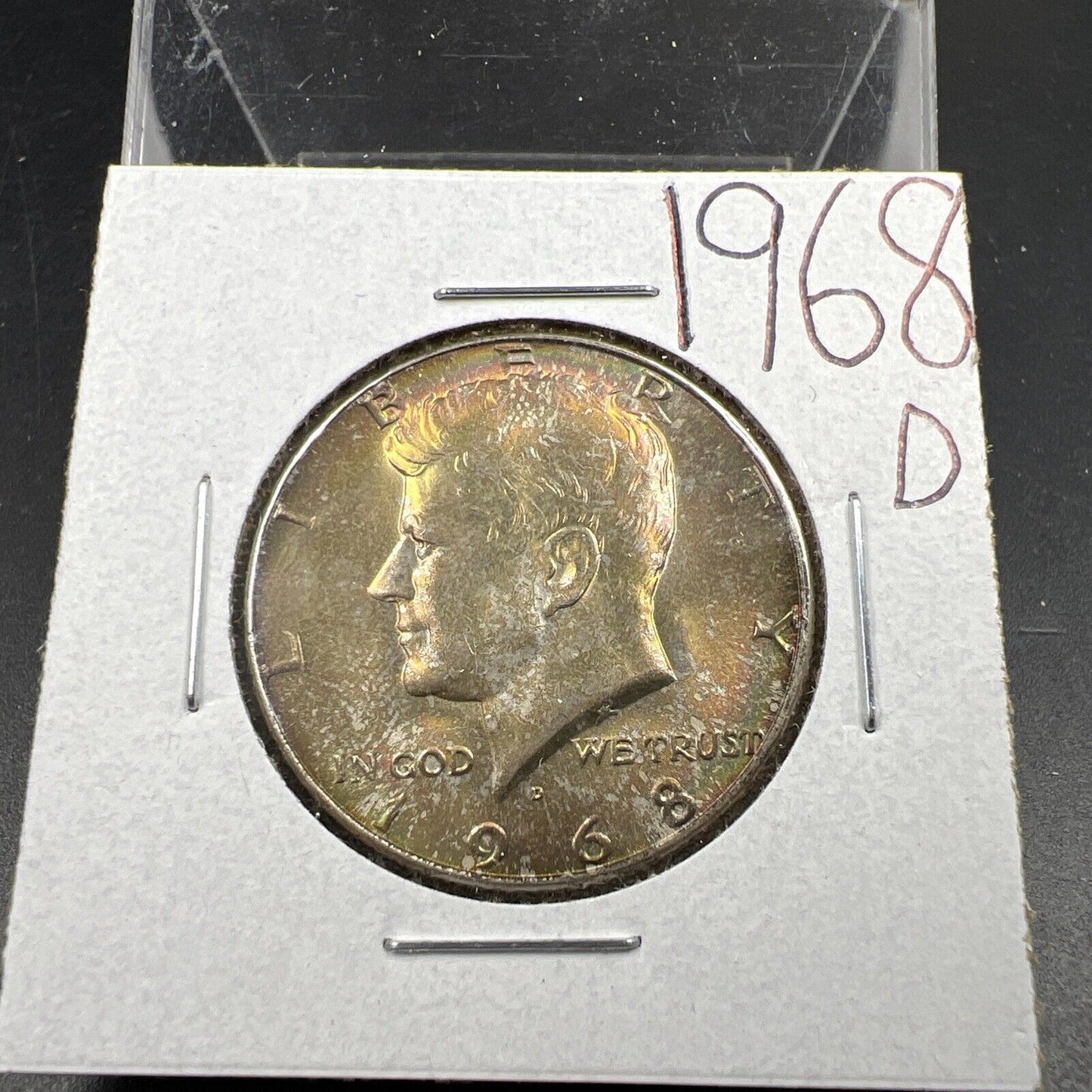 1968 D 50c Kennedy Silver Half Dollar Coin CH BU PQ * Toning Toner