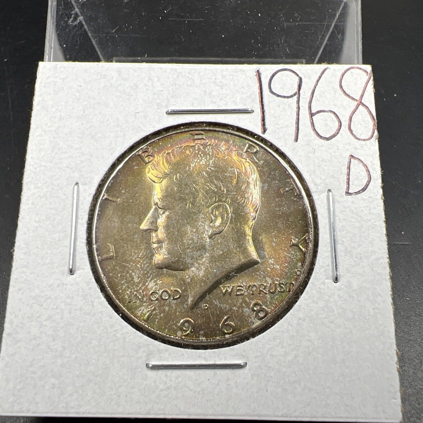 1968 D 50c Kennedy Silver Half Dollar Coin CH BU PQ * Toning Toner