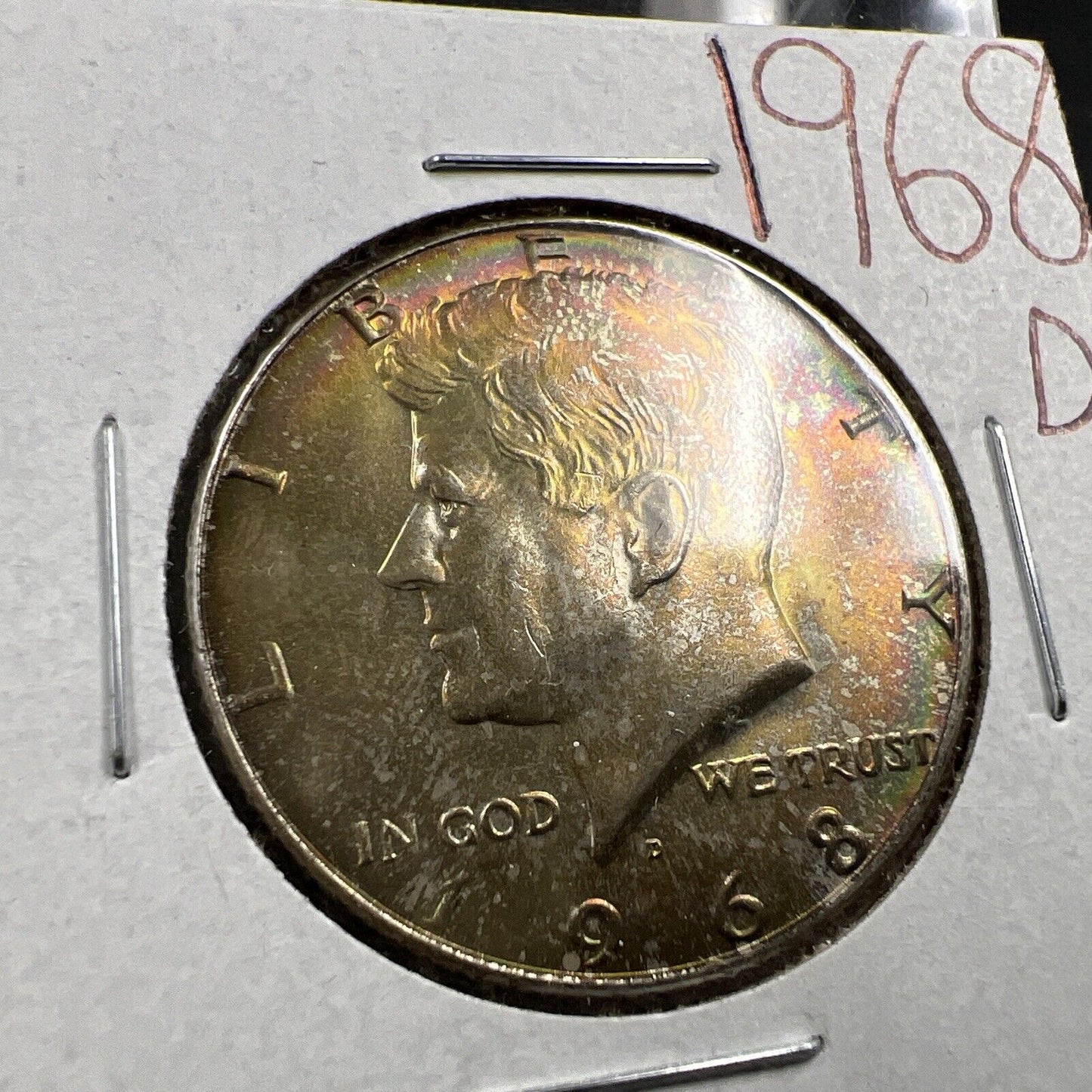 1968 D 50c Kennedy Silver Half Dollar Coin CH BU PQ * Toning Toner