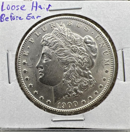 1900 $1 Morgan silver Dollar Coin Choice AU About UNC Loose Hair Before Ear
