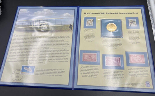 2003-P First Flight Half Dollar BU UNC Gold plated with Stamps in Display Pack