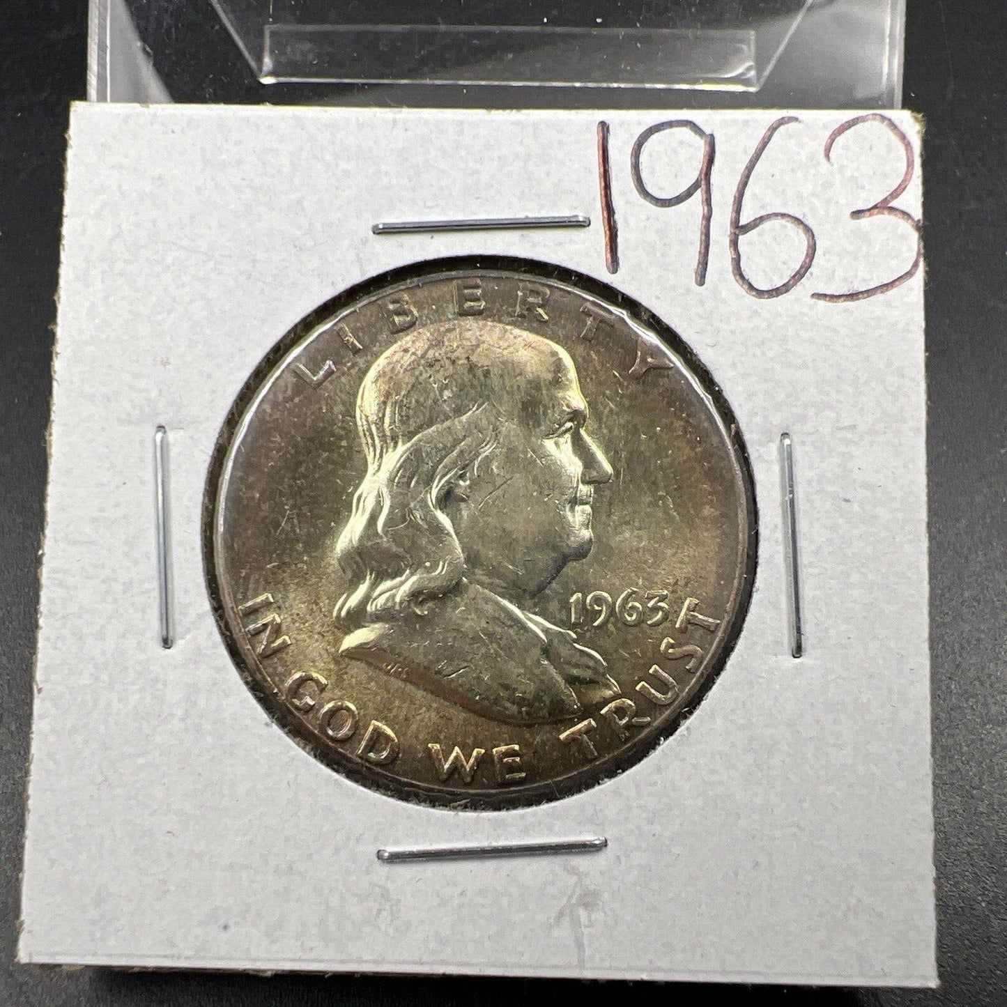 1963 P 50c Franklin Silver Half Dollar Coin Neat Toning Toner CH BU UNC
