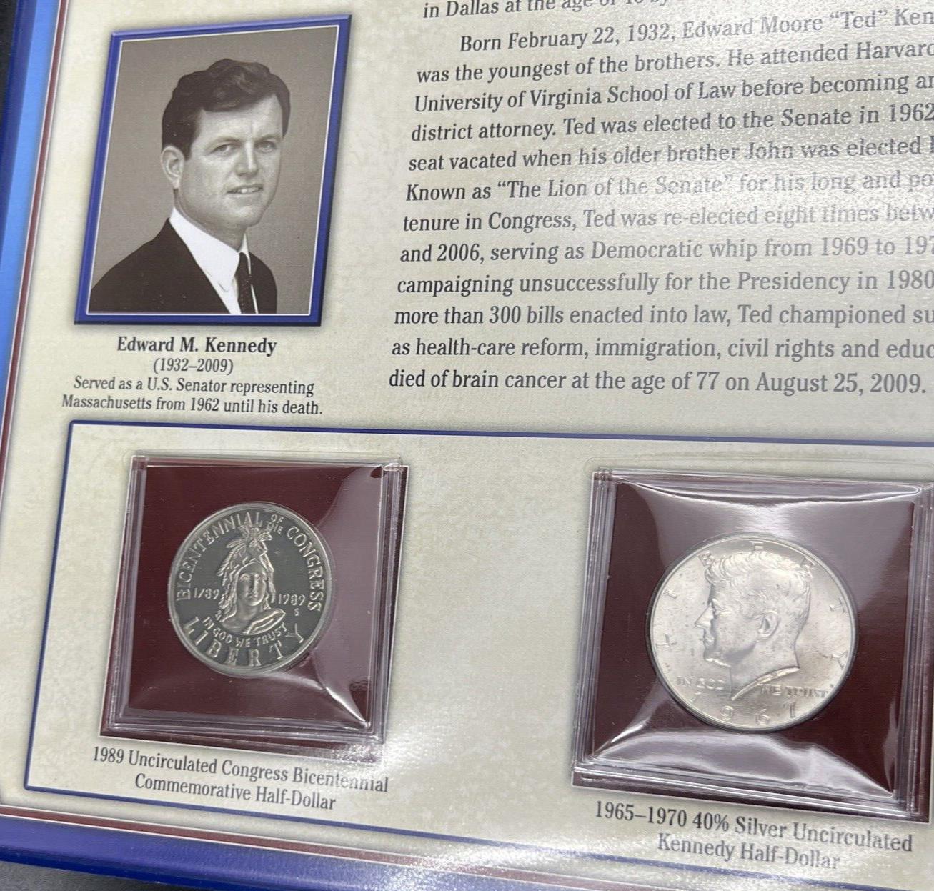 The Kennedy Coins & Stamps Lasting Legacy Collection PF 1989 S 50c 1967 P 50c BU