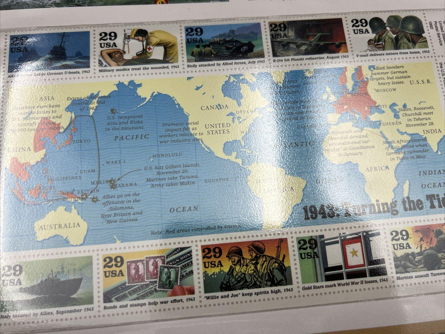 WW2 World War Two Commemorative 50 UNC Stamps Set in Booklet