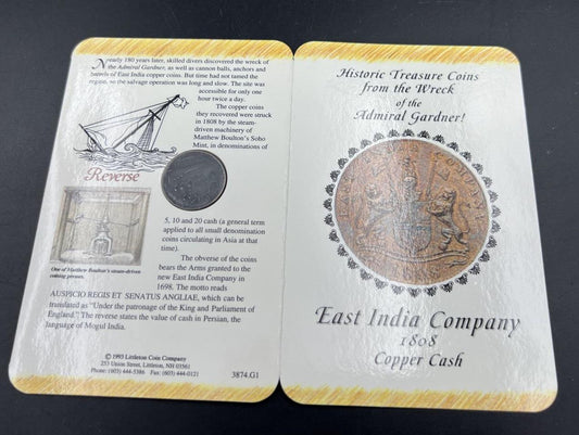 1808 Admiral Gardner Shipwreck 10 Cash Coin East India in Display Pack #B