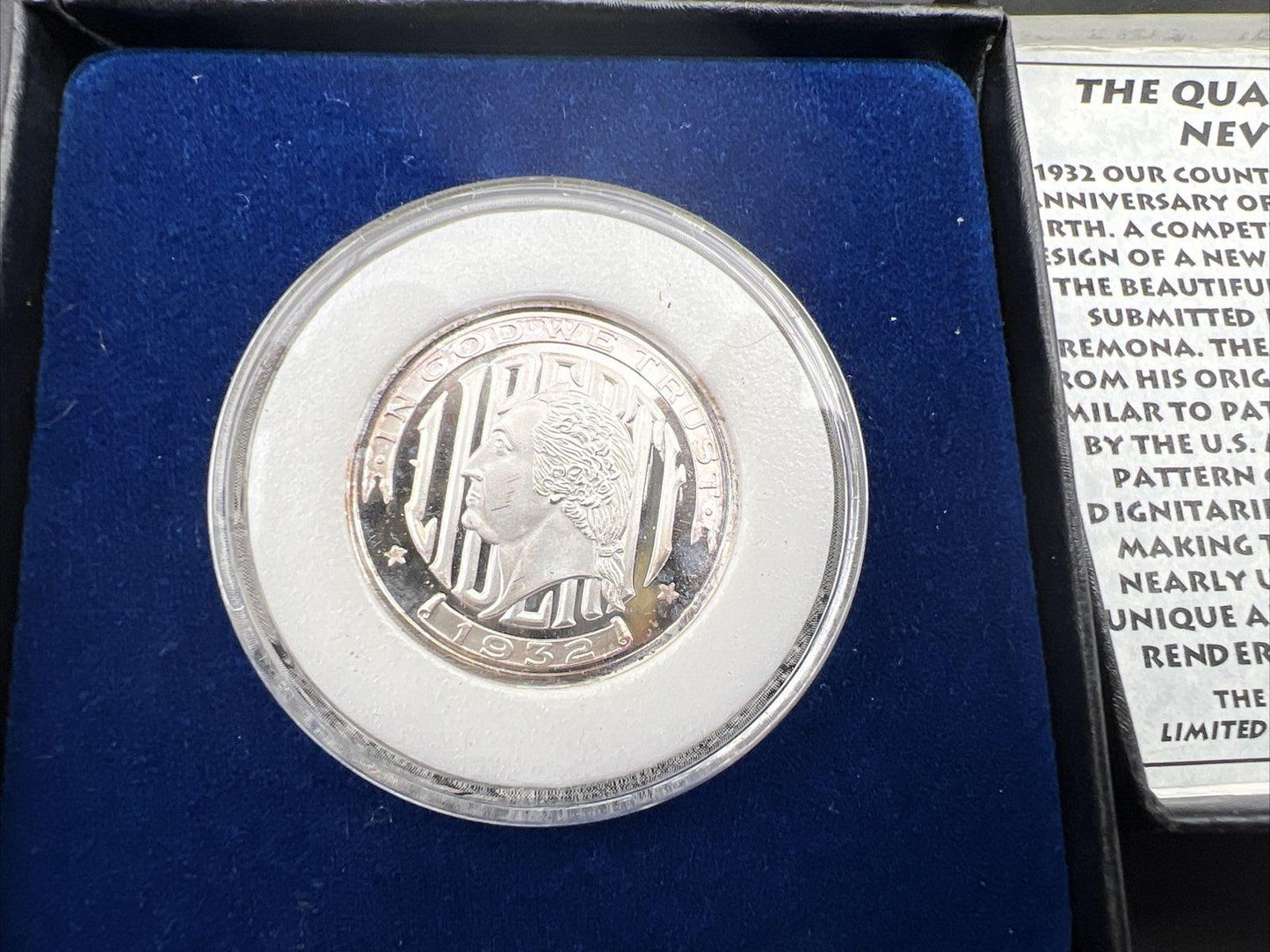 1/4 Oz .999 Fine Silver Washington Quarter Pattern Tribute Thomas Cremona