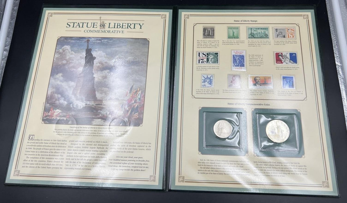 1986 50c & S $1 Two Commemorative Coin and stamps set in booklet display