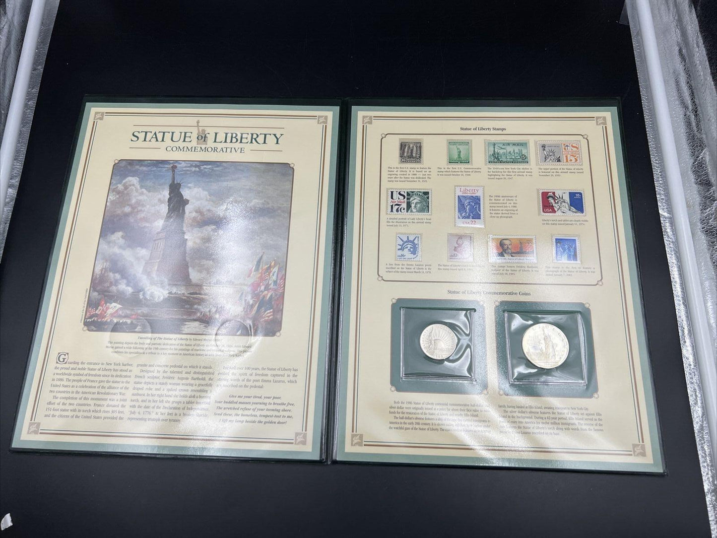 1986 50c & S $1 Two Commemorative Coin and stamps set in booklet display