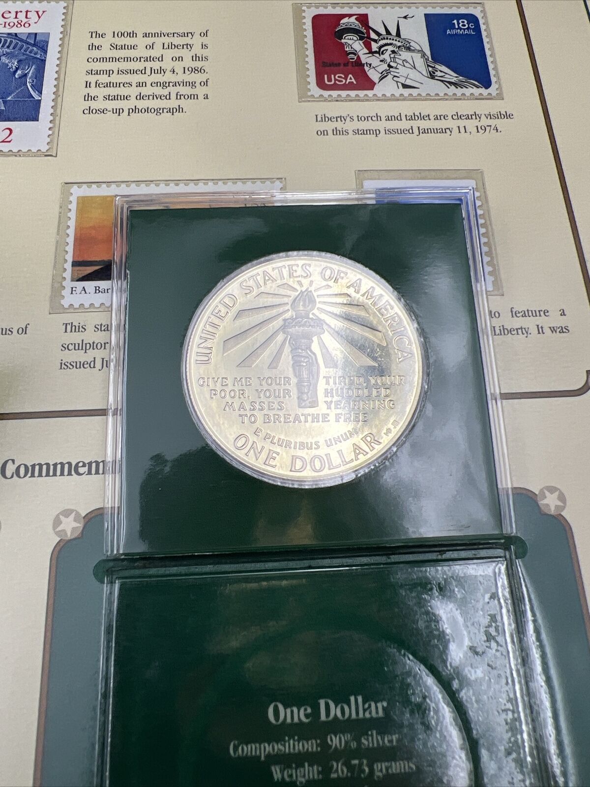 1986 50c & S $1 Two Commemorative Coin and stamps set in booklet display