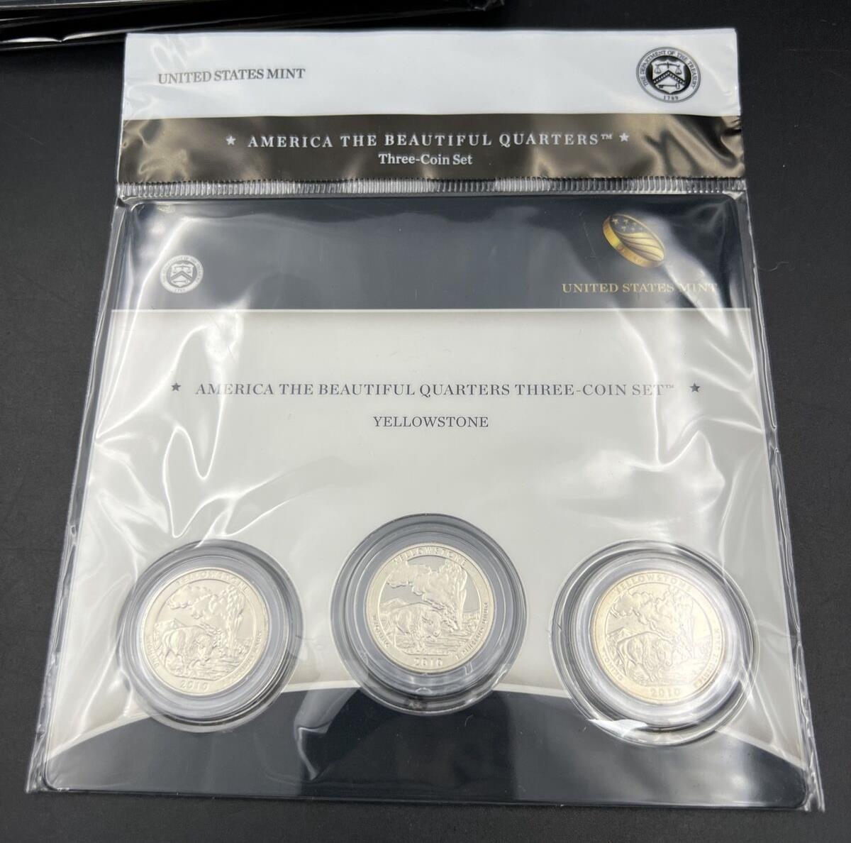 2010 Yellowstone 3 Coin P D S Business Proof ATB Quarter Set US Mint OGP Sealed