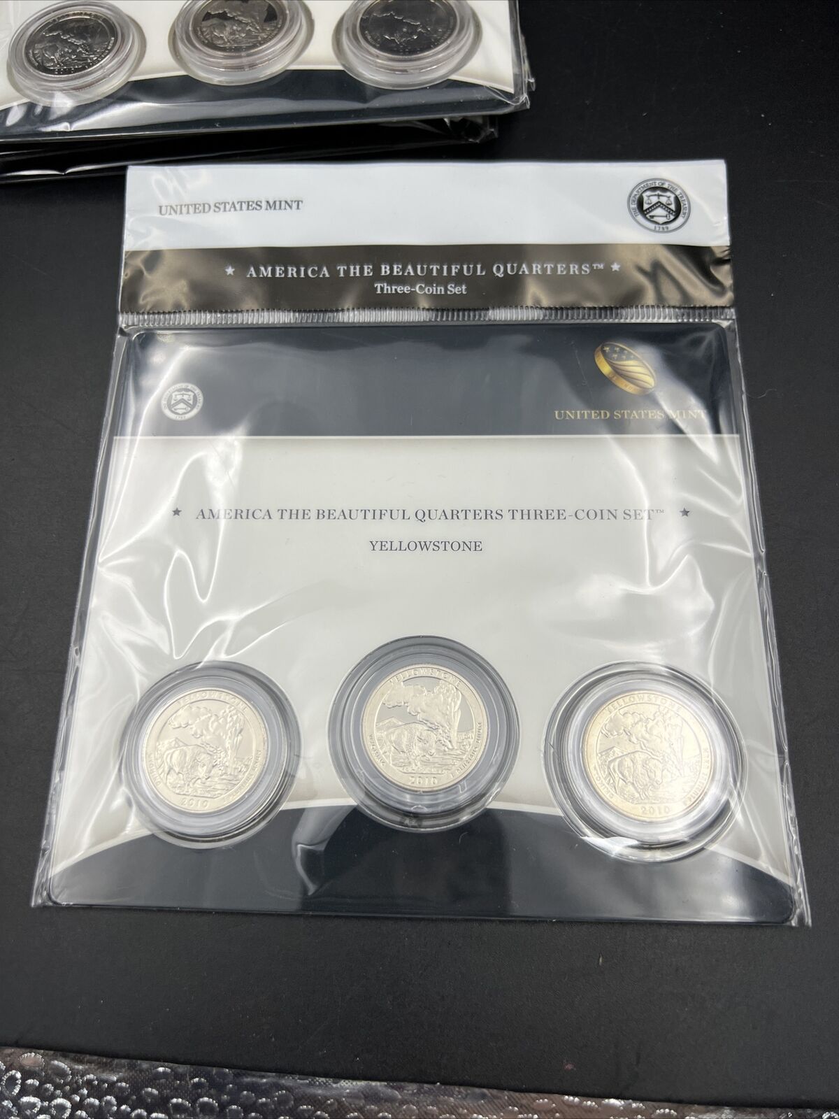 2010 Yellowstone 3 Coin P D S Business Proof ATB Quarter Set US Mint OGP Sealed