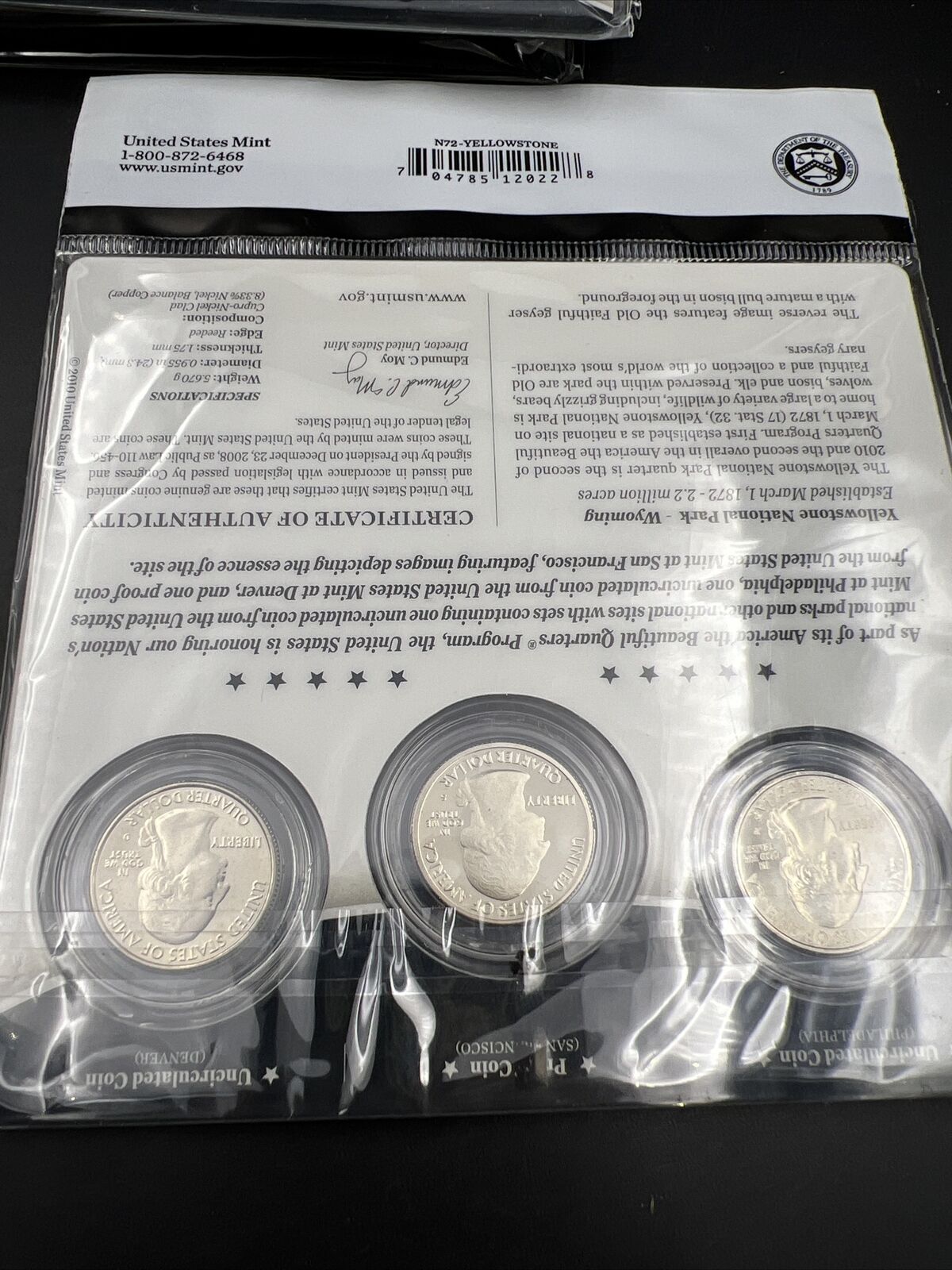 2010 Yellowstone 3 Coin P D S Business Proof ATB Quarter Set US Mint OGP Sealed