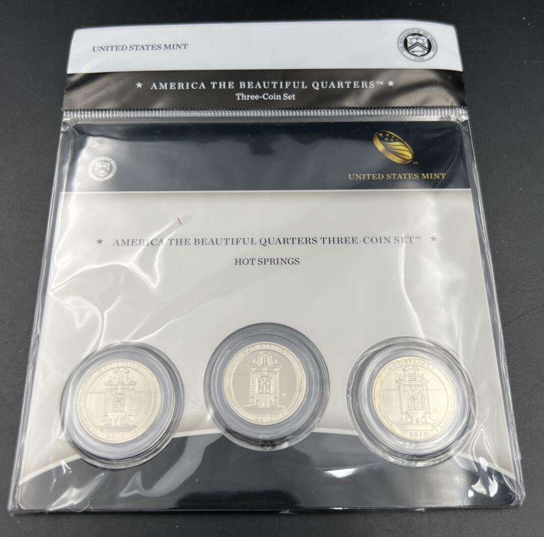 2010 Hot Springs 3 Coin P D S Business Proof ATB Quarter Set US Mint OGP Sealed